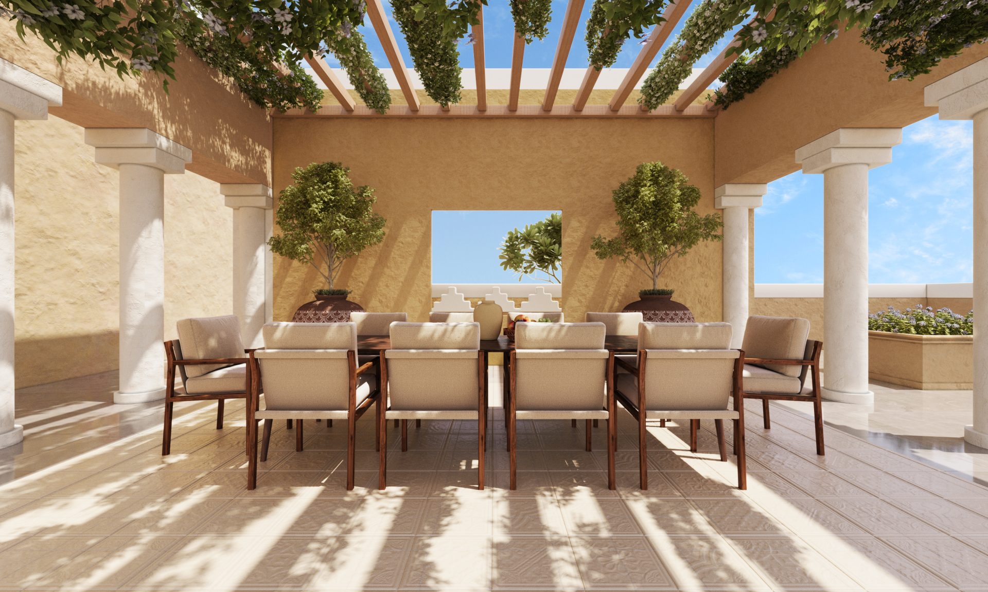 3D visualization of a modern terrace design